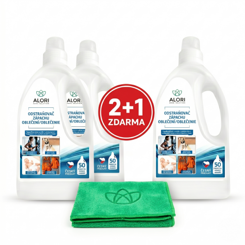 Odstraňovač zápachu oblečení 3 ks za cenu 2 ks + navíc utěrka 40x40 cm zdarma