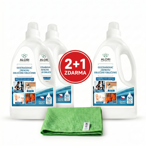 Odstraňovač zápachu oblečení 3 ks za cenu 2 ks + navíc utěrka 40x40 cm zdarma
