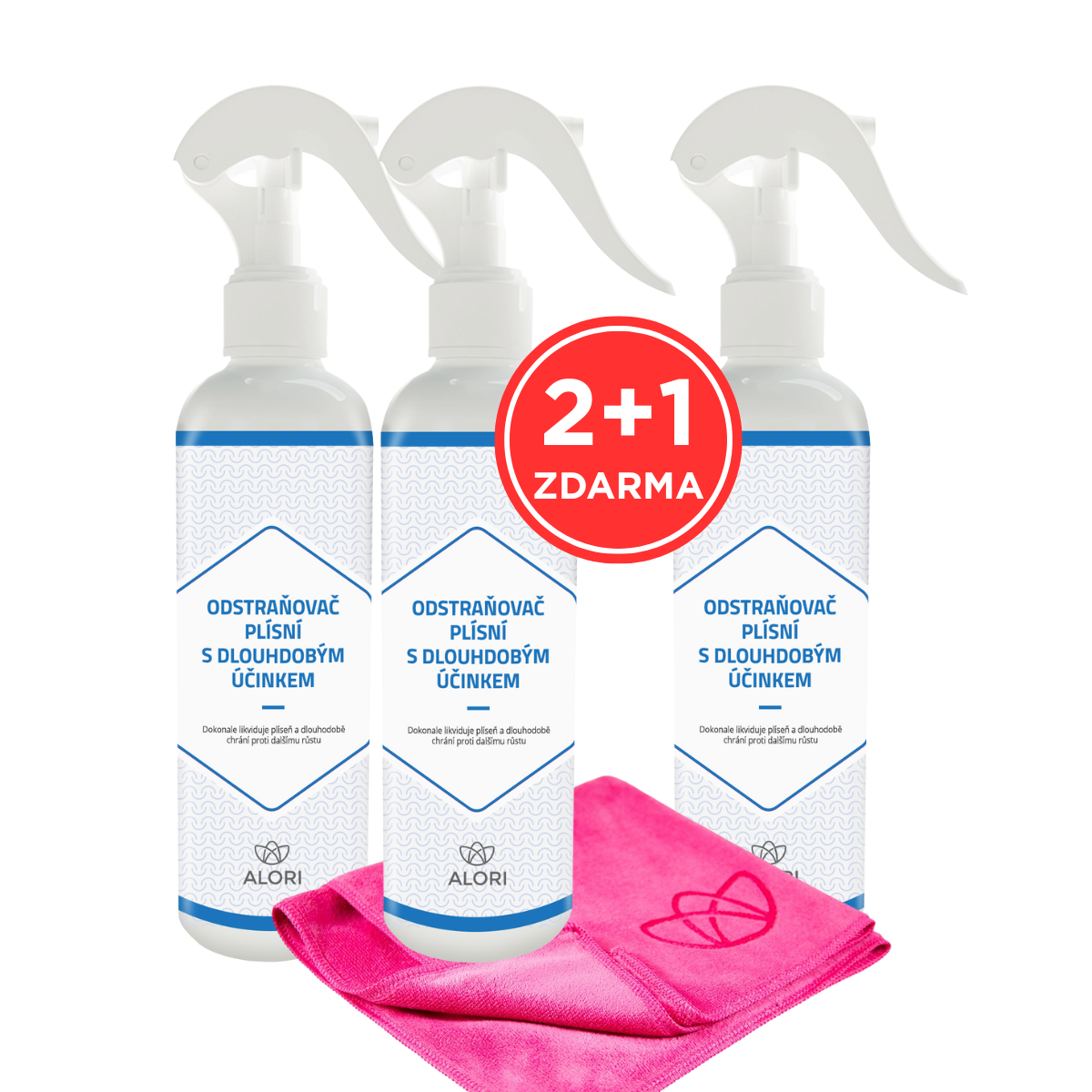 Odstraňovač plísní s dlouhodobým účinkem 3 ks za cenu 2 ks + navíc utěrka 40x40 cm zdarma