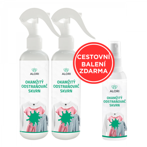 Okamžitý odstraňovač skvrn 2x 250 ml + cestovní balení zdarma