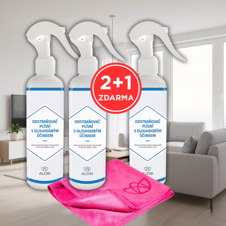 Odstraňovač plísní s dlouhodobým účinkem 3 ks za cenu 2 ks + navíc utěrka 40x40 cm zdarma