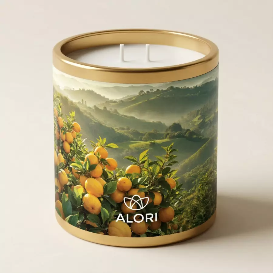 Sójová svíčka - Citrusový sad - zlatá 450 ml