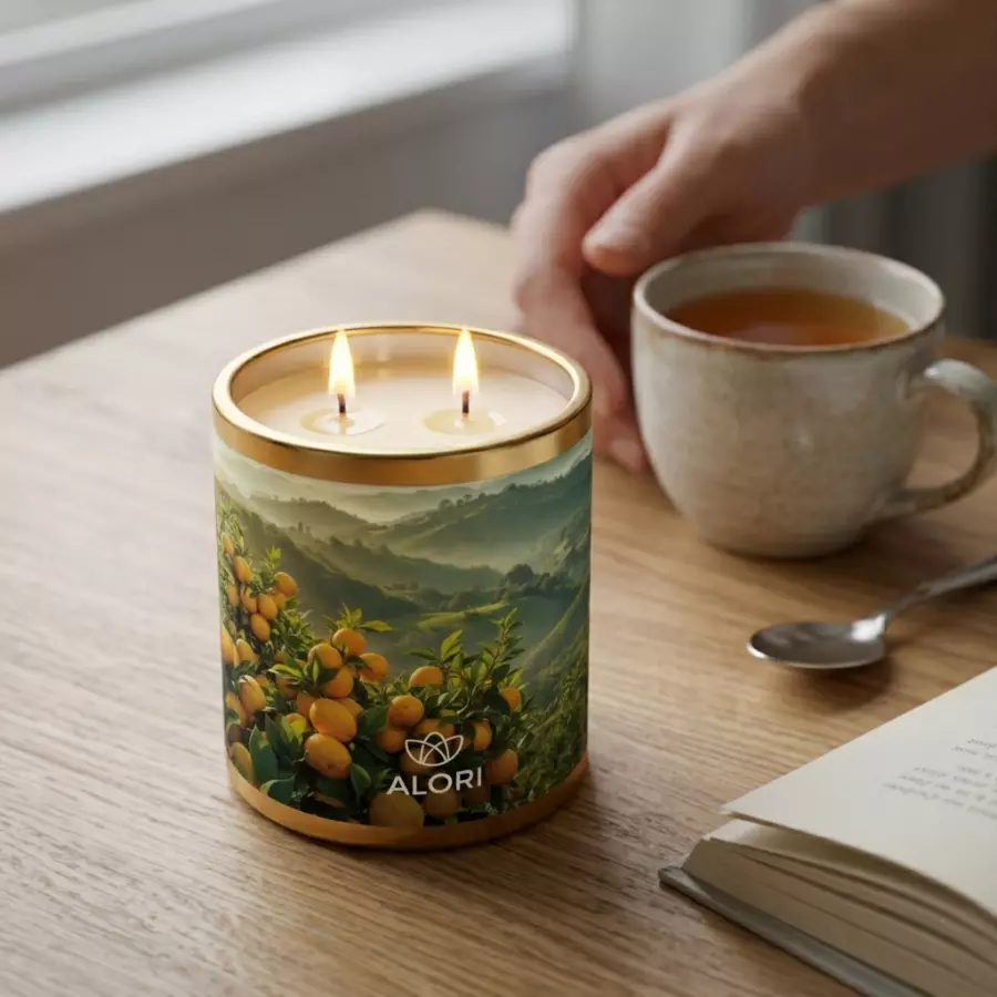Sójová svíčka - Citrusový sad - zlatá 450 ml